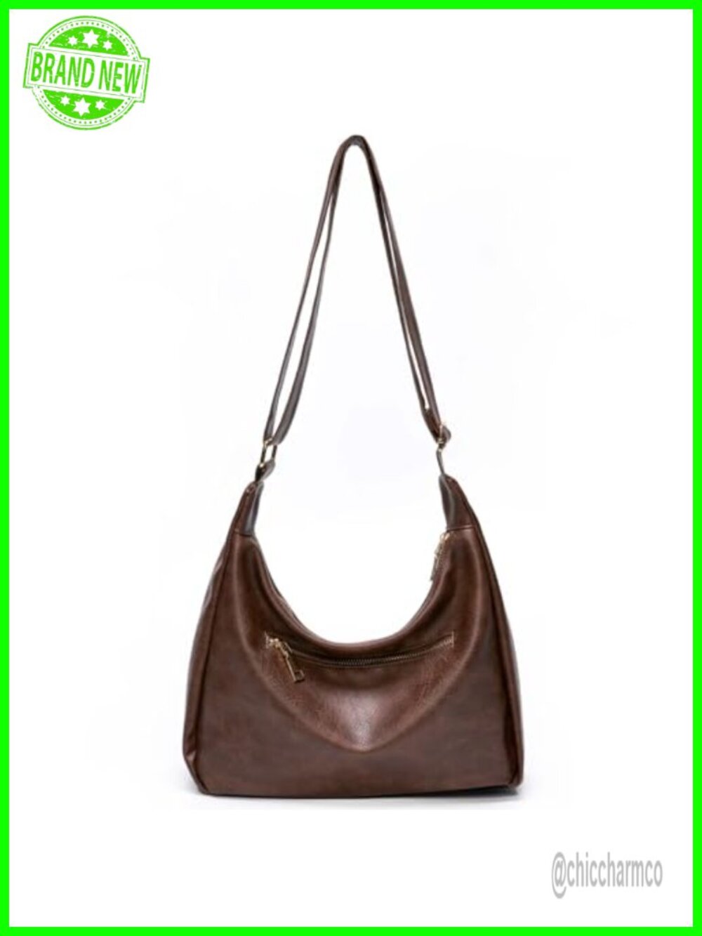 Soft Vegan PU Leather Slouchy Hobo Shoulder Bag Everyday Purse
